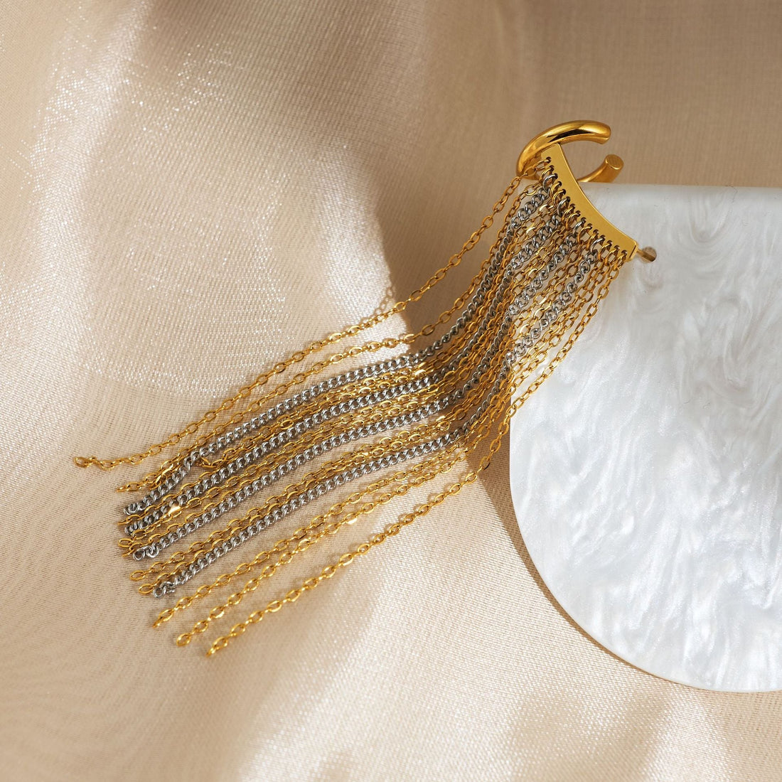 18K Real Gold Plating Titanium Steel Line Drape Ear Clip - Single - electronic accessories