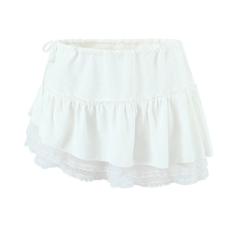 French Elegant Style Casual V-neck Backless Lace Up Halterneck Vest Short Skirt - Norellé