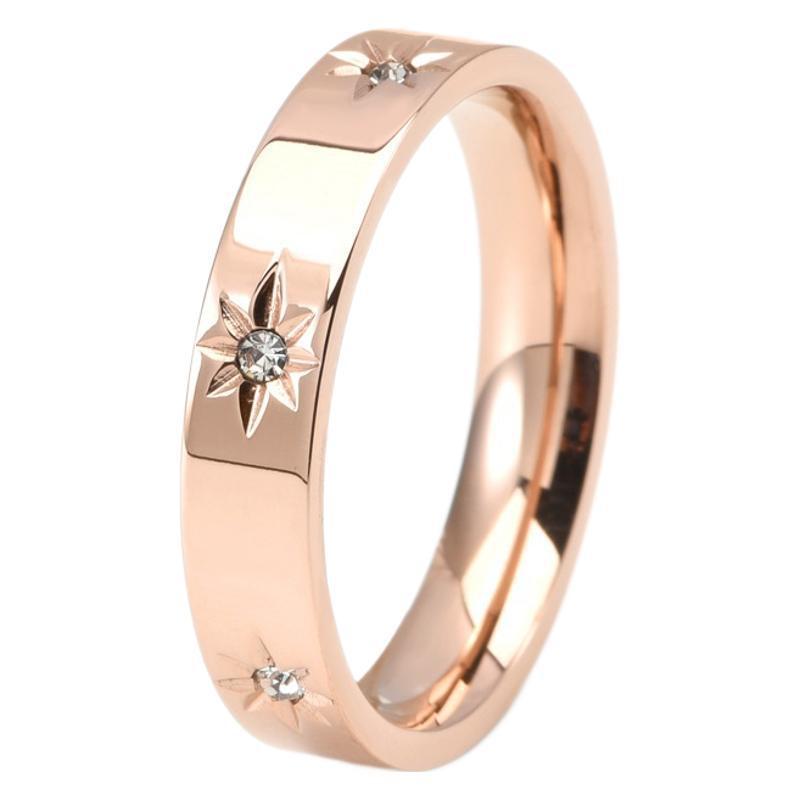Stainless Steel Women's Five-pointed Star Inlaid Zircon Classic Style Plated 18K - Norellé