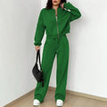 2 Pcs Zipper Cardigan Sets To Dress Woman Tracksuit Suits