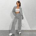 2 Pcs Zipper Cardigan Sets To Dress Woman Tracksuit Suits