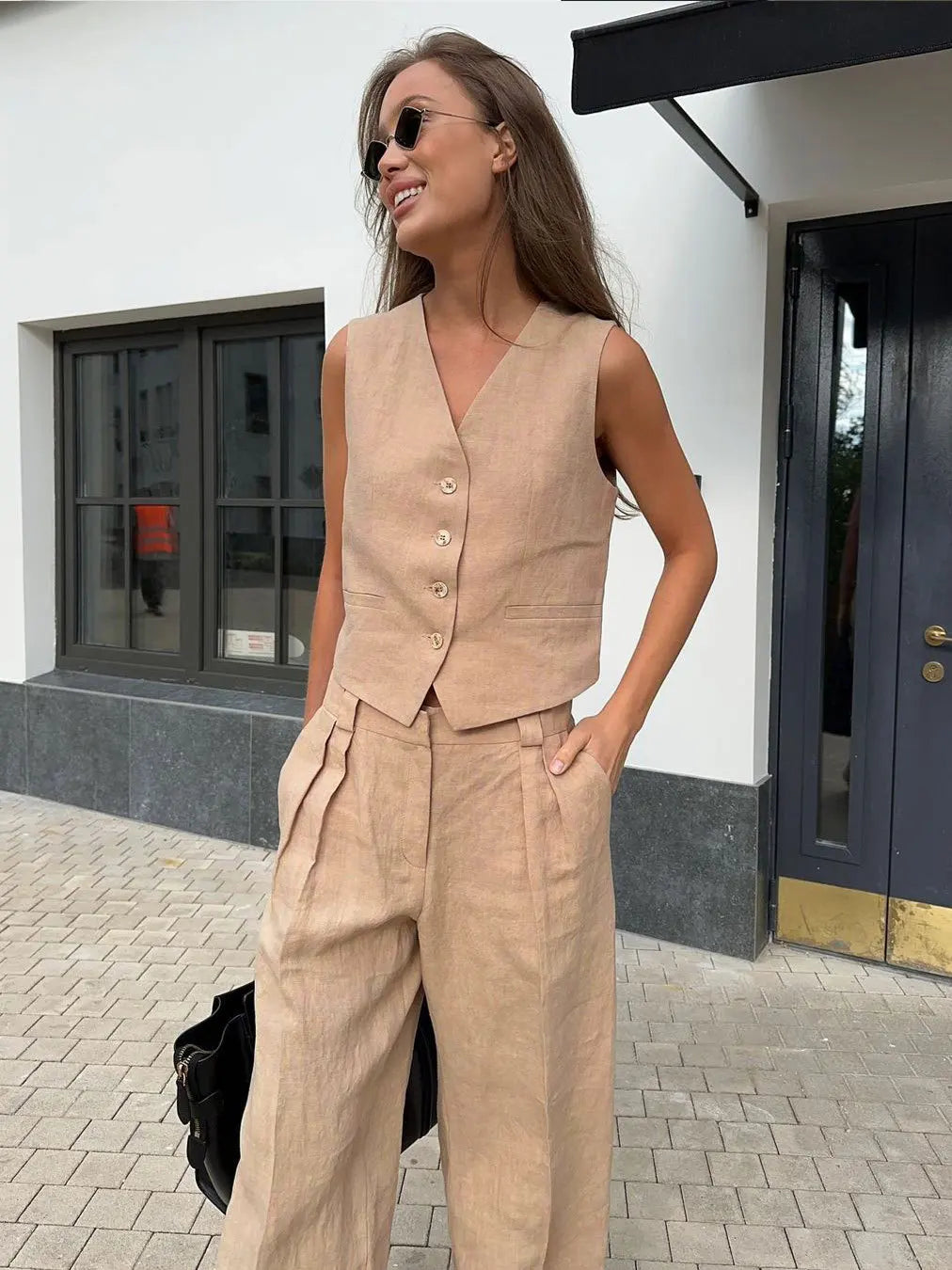 2 Piece-Set Fashion Women Wide Leg Trousers