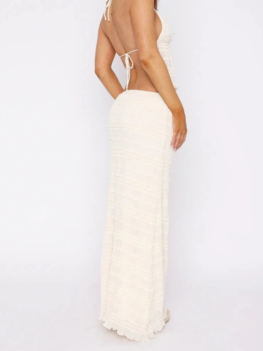 2 Piece Vacation Beach Maxi Skirt Sets