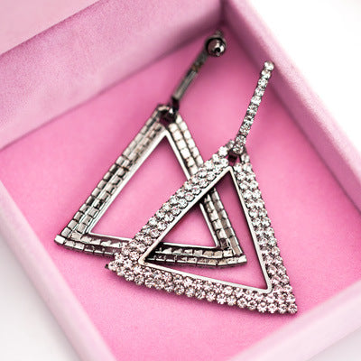 Exaggerated Geometry Triangle Copper Earrings For Women - Norellé