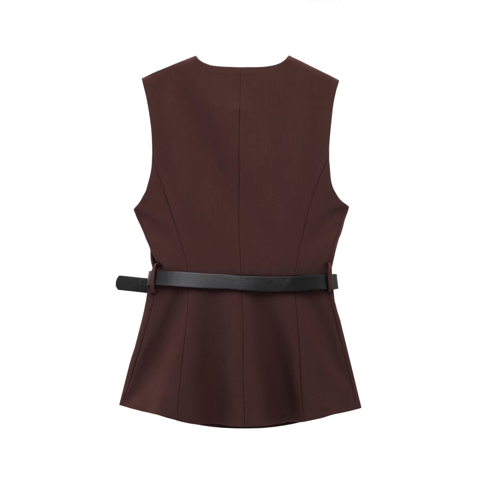 Belt Simple Sleeveless Shirt Bandage Dress Waist-tight Vest - Norellé
