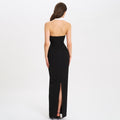 Lapel Backless Slit Dress - Norellé