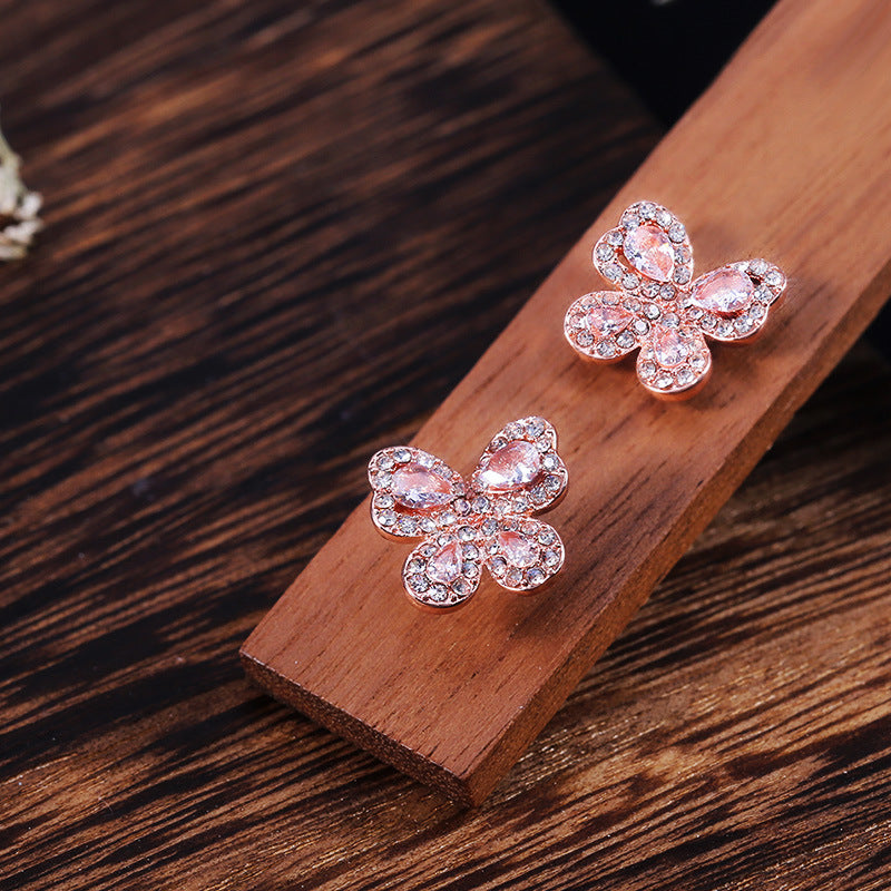 Girl Copper Spot Drill Butterfly Earrings - Norellé