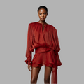 Chic Dresses For Women O Neck Long Sleeve Spliced Lace Up - Norellé