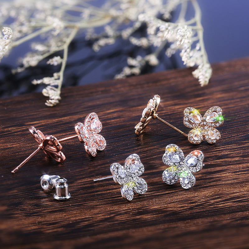 Girl Copper Spot Drill Butterfly Earrings - Norellé