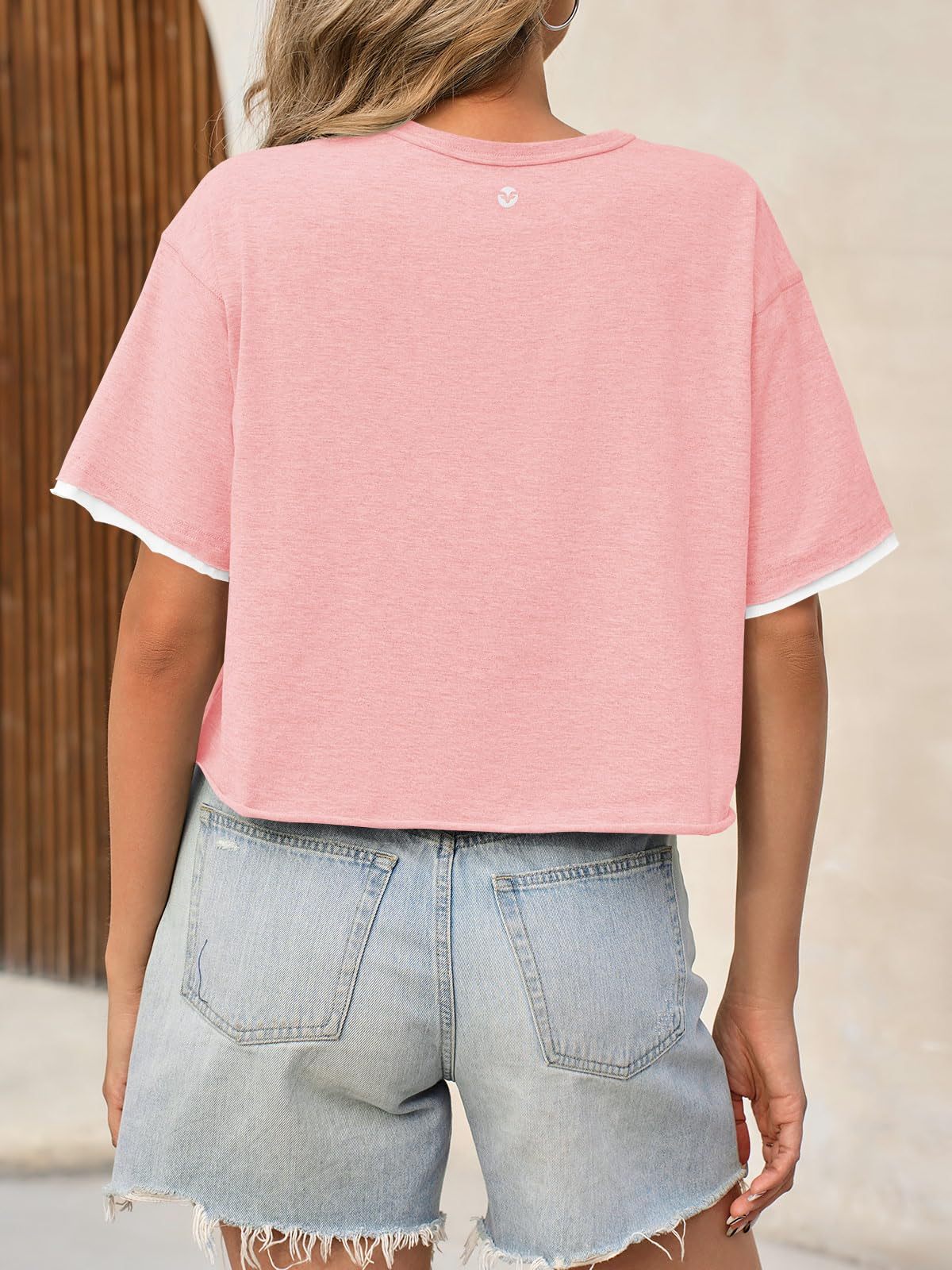Womens Crop Tops Casual Short Sleeve  Loose Fit Basic - Norellé