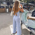 Blue Cotton Linen Sleeveless Waistcoat Vest Trousers Suit - Norellé