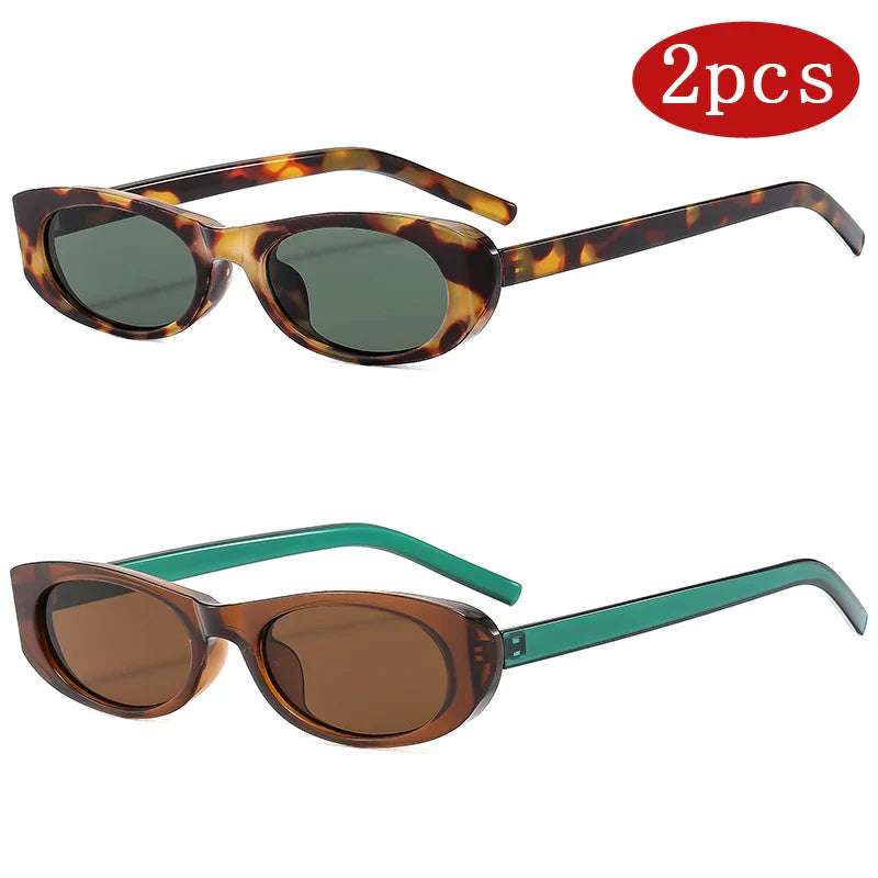 2pcs Cat Eye Narrow Frame Sunglasses Women - z03a