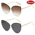 2pcs Frameless Large Cat Eye Sunglasses - z01