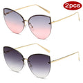2pcs Frameless Large Cat Eye Sunglasses - z02