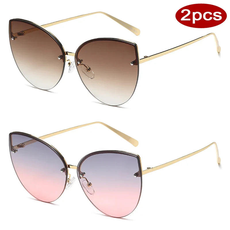 2pcs Frameless Large Cat Eye Sunglasses - z03