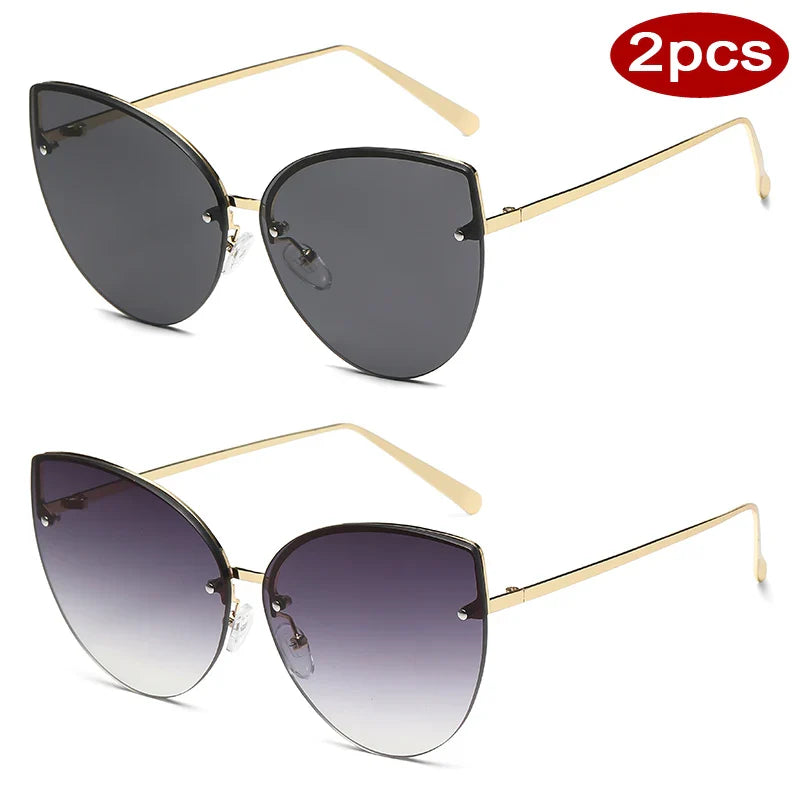 2pcs Frameless Large Cat Eye Sunglasses - z04