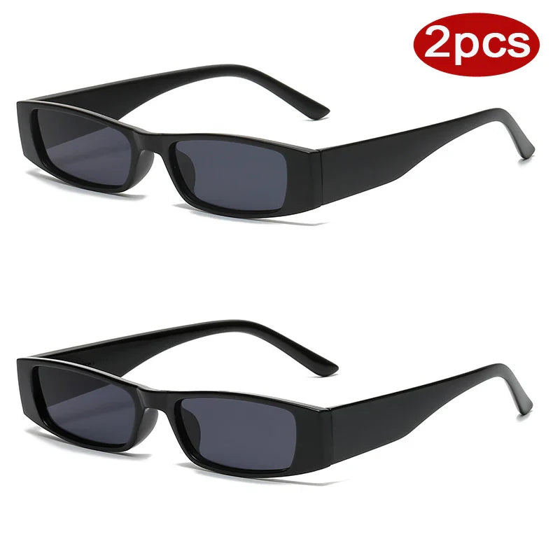 2pcs Narrow Frame Square Sunglasses Women - z01 / show as picture