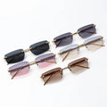 2pcs Rimless Metal Frame Square Sunglasses Women