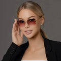 2pcs Women Rimless Polygon Sunglasses