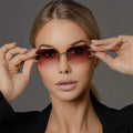2pcs Women Rimless Polygon Sunglasses