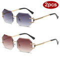 2pcs Women Rimless Polygon Sunglasses - z01