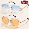 2pcs Women Rimless Polygon Sunglasses - z03