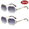 2pcs Women Rimless Polygon Sunglasses - z04