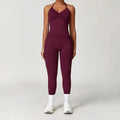 2PCSYoga Set Women Gym Tracksuit High Waist Leggings Fitness Shorts - 1wine red / XL / CHINA