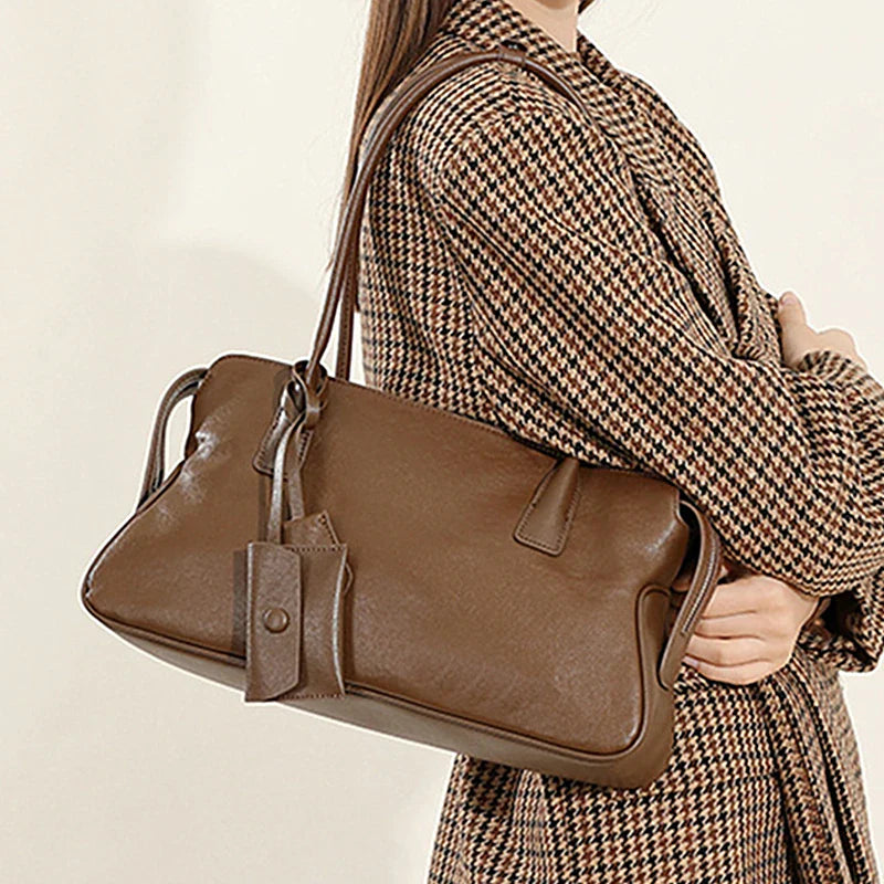 3 Layers Genuine Leather Large Underarm Shoulder Bags For Women