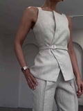 Linen Sleeveless  Top & Cropped Pants Set - Norellé