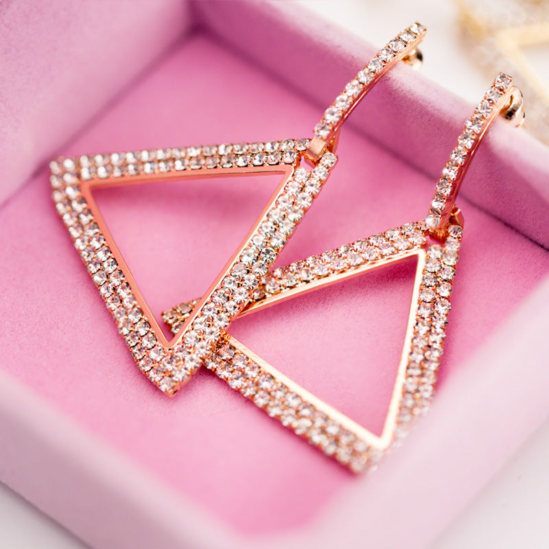 Exaggerated Geometry Triangle Copper Earrings For Women - Norellé
