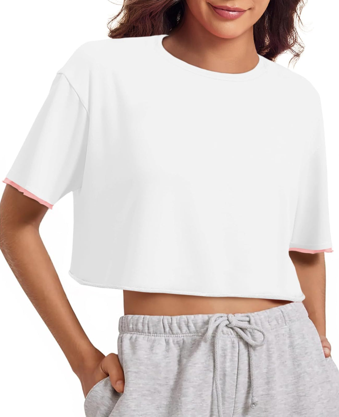 Womens Crop Tops Casual Short Sleeve  Loose Fit Basic - Norellé