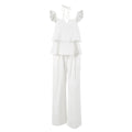 Cotton And Linen V-neck Backless Lace-up Top High Waist Casual Trousers Suit - Norellé