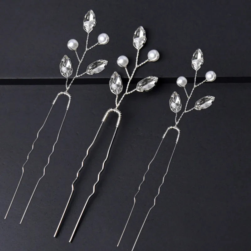 3Pcs Bridal Tiaras U-shaped Hairpin