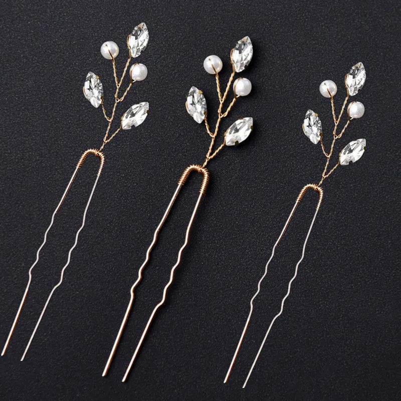 3Pcs Bridal Tiaras U-shaped Hairpin - Style 10