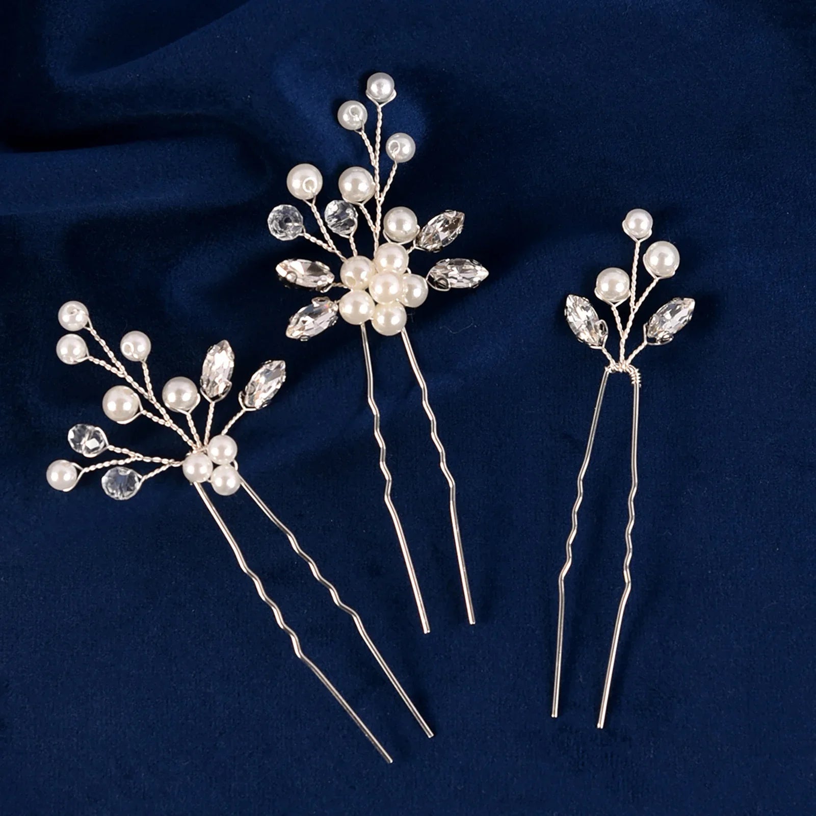 3Pcs Bridal Tiaras U-shaped Hairpin - Style 16