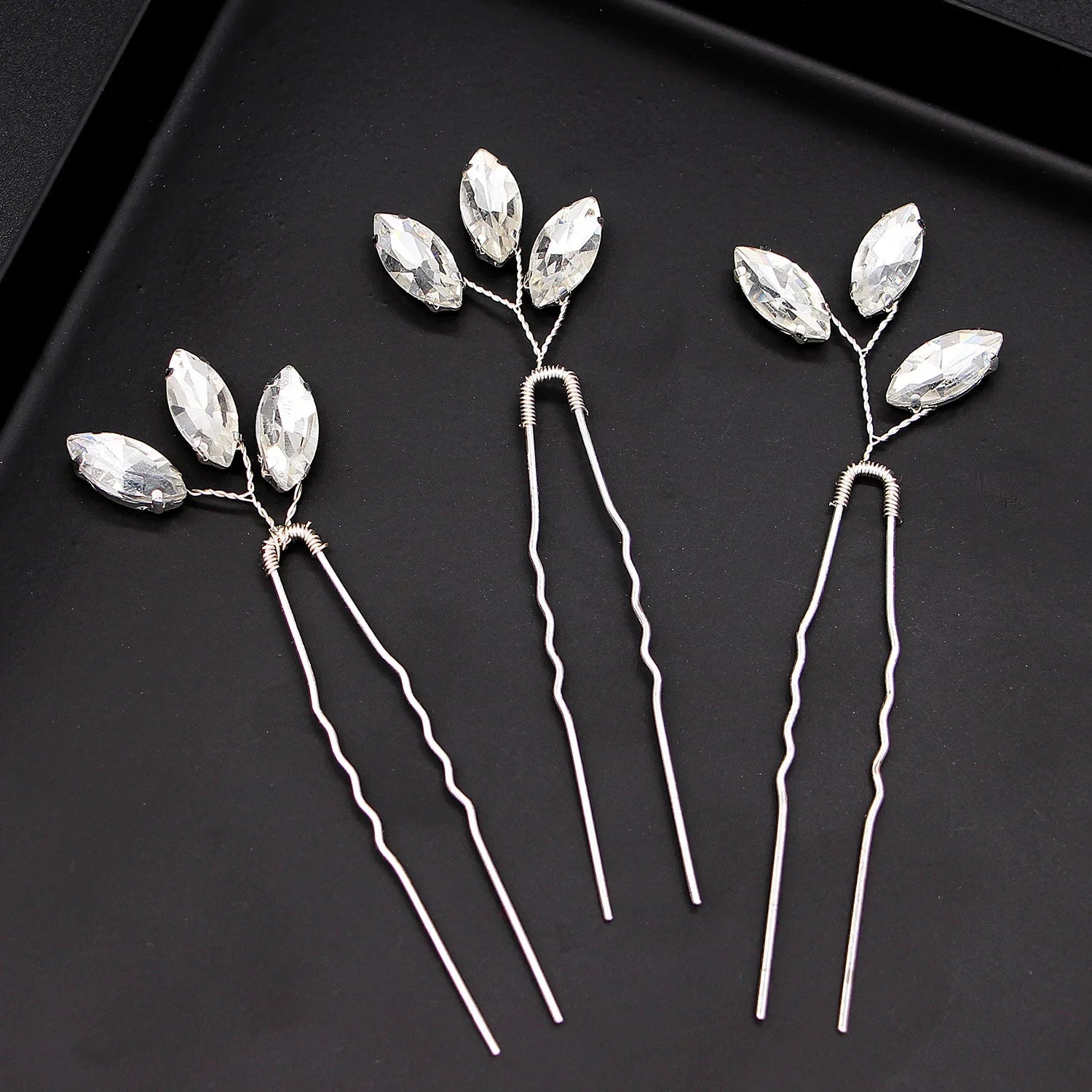 3Pcs Bridal Tiaras U-shaped Hairpin - Style 23