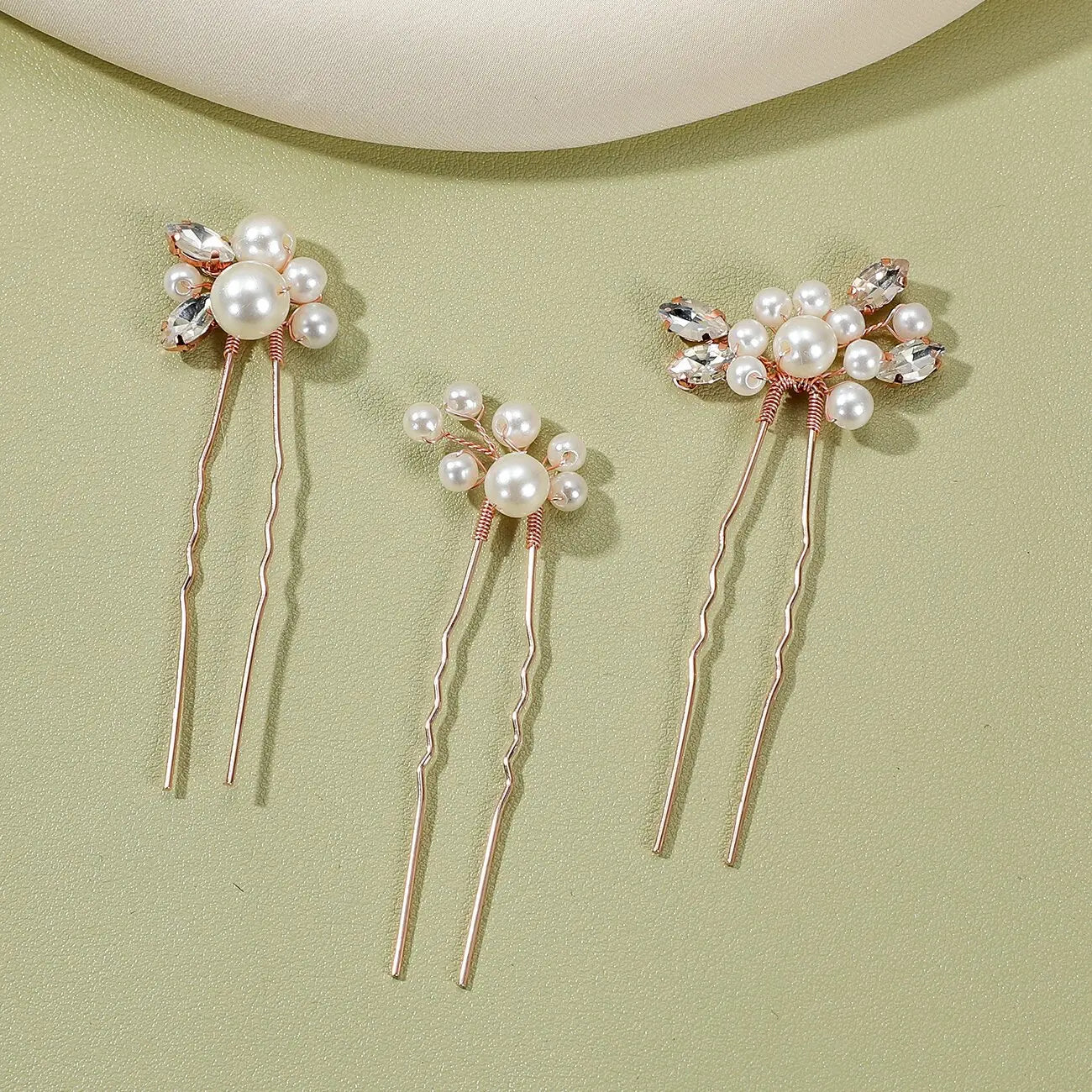 3Pcs Bridal Tiaras U-shaped Hairpin - Style 28