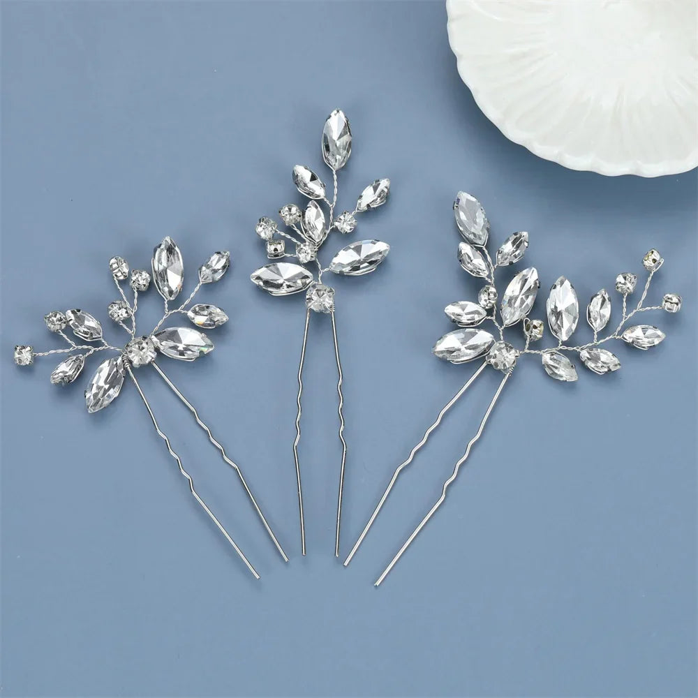 3Pcs Bridal Tiaras U-shaped Hairpin - Style 29
