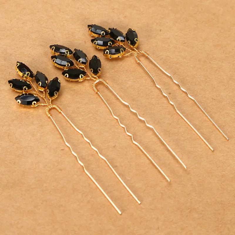 3Pcs Bridal Tiaras U-shaped Hairpin - Style 7