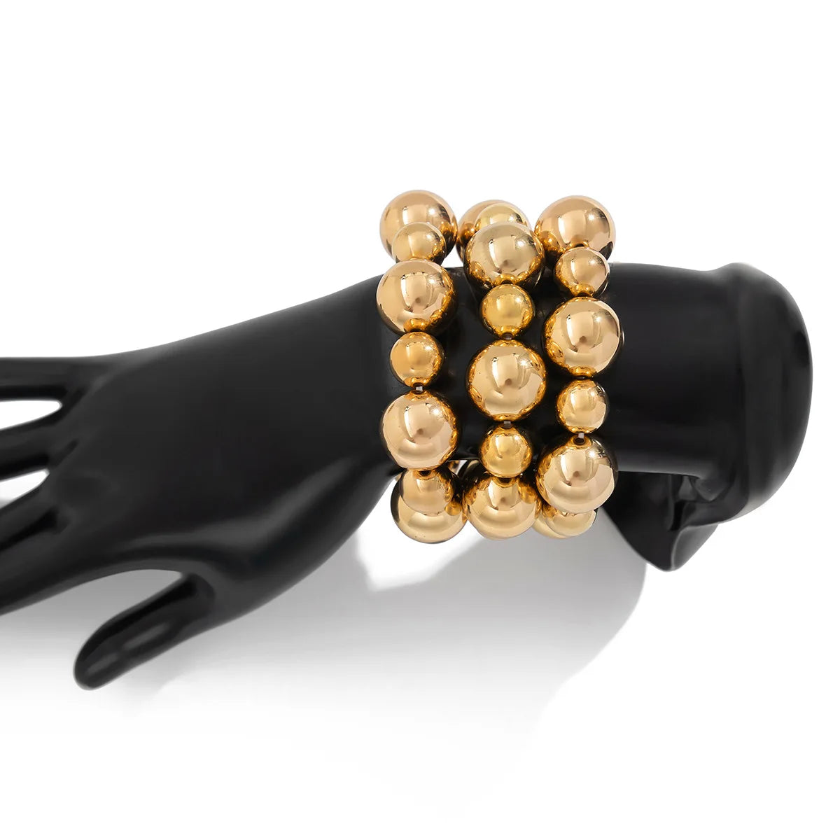 3PCS Punk Stretch Beads Bracelets - 5605 Gold