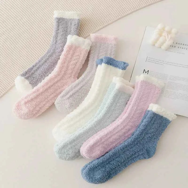 4 Pairs Thick Women Winter Warm Fuzzy Fluffy Socks