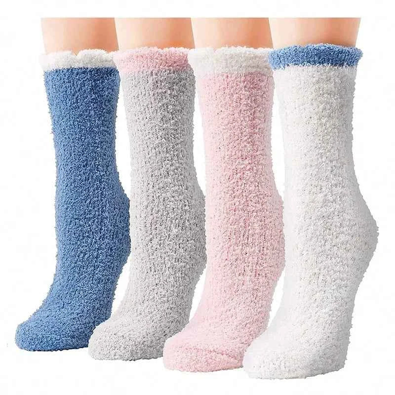 4 Pairs Thick Women Winter Warm Fuzzy Fluffy Socks
