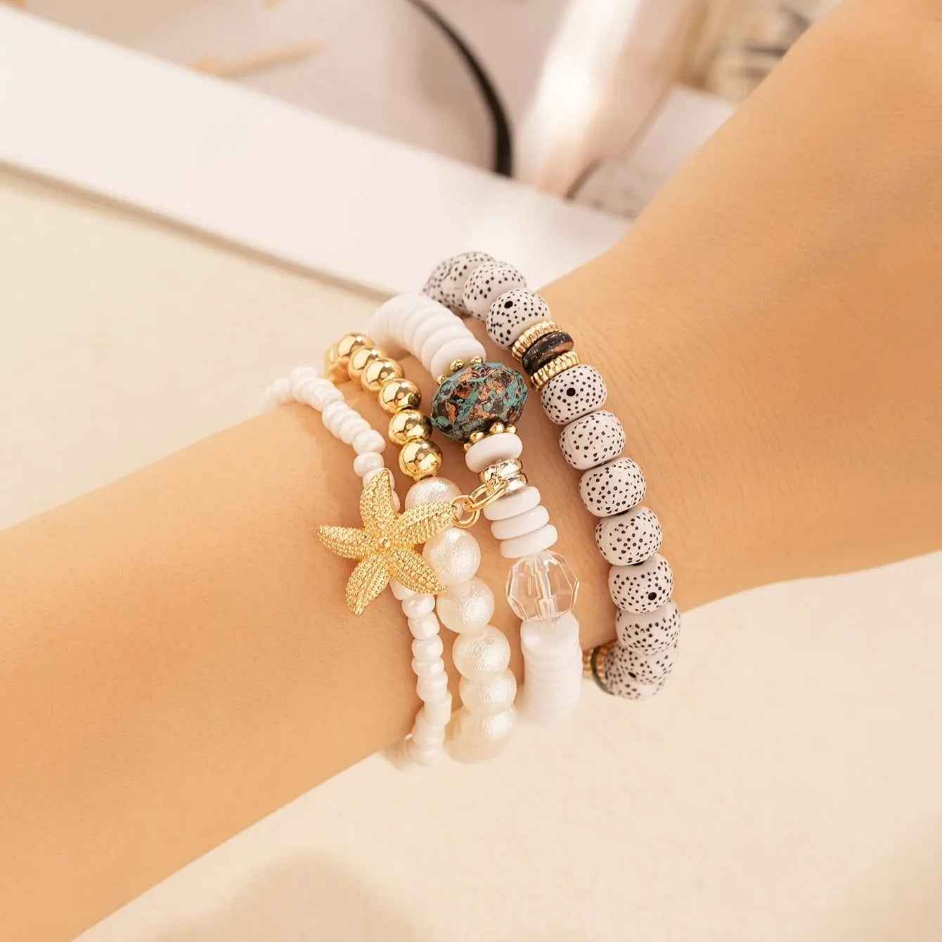 4 PCs Ethnic Pearls Elastic String Xingyue Bodhi - electronic accessories