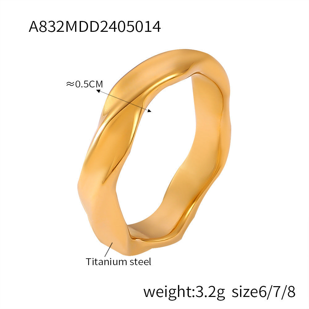 18K Gold Retro Easy Matching Design Geometric Inlaid Zircon Ring - Norellé
