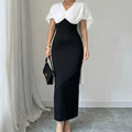 Ladies' Commuting Elegant Casual V-neck Color Block Patchwork Short Sleeved Dress - Norellé