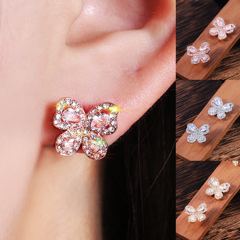 Girl Copper Spot Drill Butterfly Earrings - Norellé