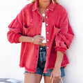 Lapel Long Sleeve Retro Street Ripped Burr Denim Coat - Norellé