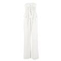 White Cotton Linen Tube Top Wide Leg Casual Pants Lace-up Suit - Norellé
