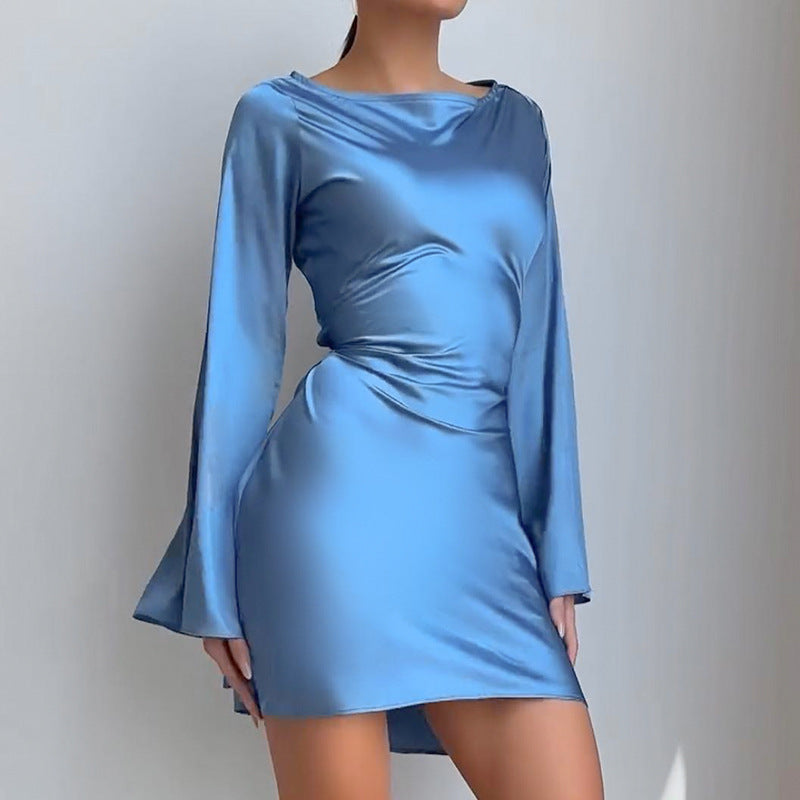 Waist Trimming Lace Up Satin Dress Women's Bag Hip Skirt - Norellé